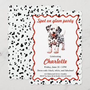 Invitación de cumpleaños con estampado de dálmata 