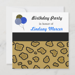 Invitación de cumpleaños con estampado de leopardo