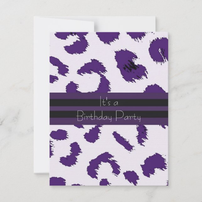 Invitación de cumpleaños con estampado de leopardo (Anverso)