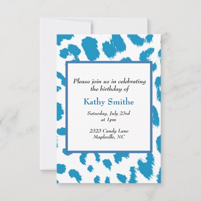 Invitación de cumpleaños con estampado de leopardo (Anverso)