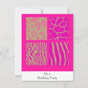Invitación de cumpleaños con estampados de animale