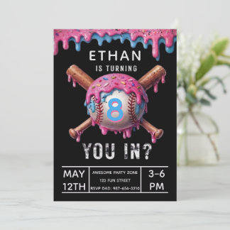 Invitación de cumpleaños con estilo de béisbol par
