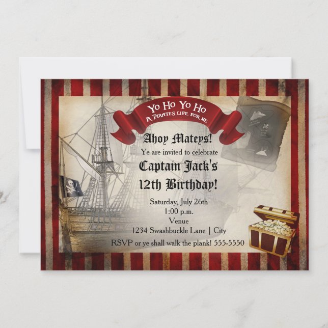 Invitación de cumpleaños con estilo grunge de barc (Anverso)