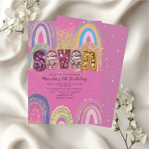 Invitación de cumpleaños con estrellas doradas y r