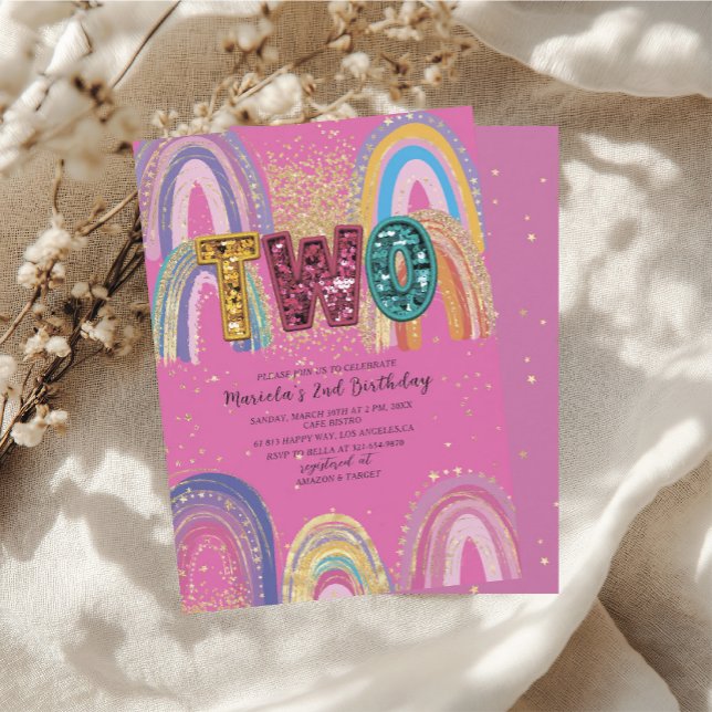 Invitación de cumpleaños con estrellas rosadas y d (Subido por el creador)