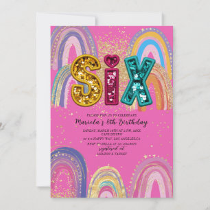 Invitación de cumpleaños con estrellas rosadas y d