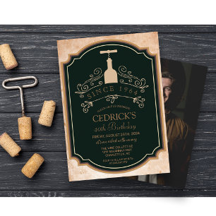 INVITACIÓN DE CUMPLEAÑOS CON ETIQUETA DE VINO PARA