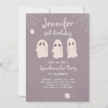 Invitación de cumpleaños con fantasmas y arañas di