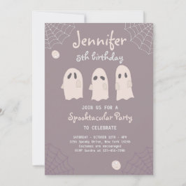 Invitación de cumpleaños con fantasmas y arañas di