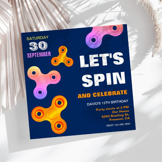 Invitación de cumpleaños con Fidget Spinner (Subido por el creador)