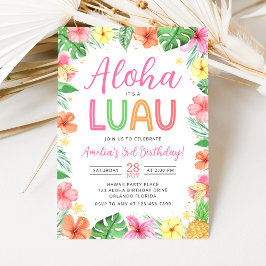 Invitación de cumpleaños con fiesta hawaiana Luau 