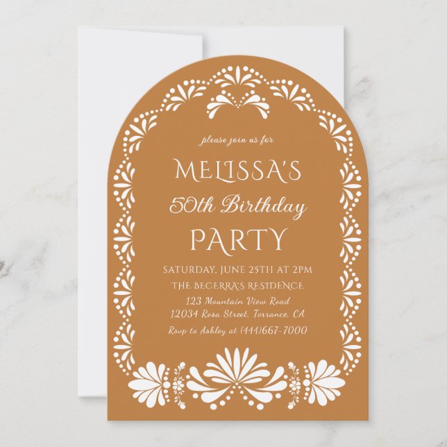 Invitación de cumpleaños con fiesta mexicana (Anverso)