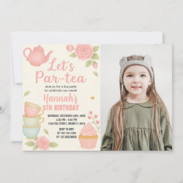 Invitación de cumpleaños con flor a un Fiesta de t