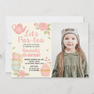 Invitación de cumpleaños con flor a un Fiesta de t