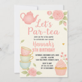 Invitación de cumpleaños con flor a un Fiesta de t