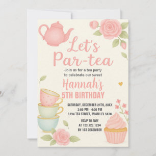 Invitación de cumpleaños con flor a un Fiesta de t
