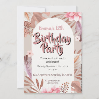 Invitación de cumpleaños con flores