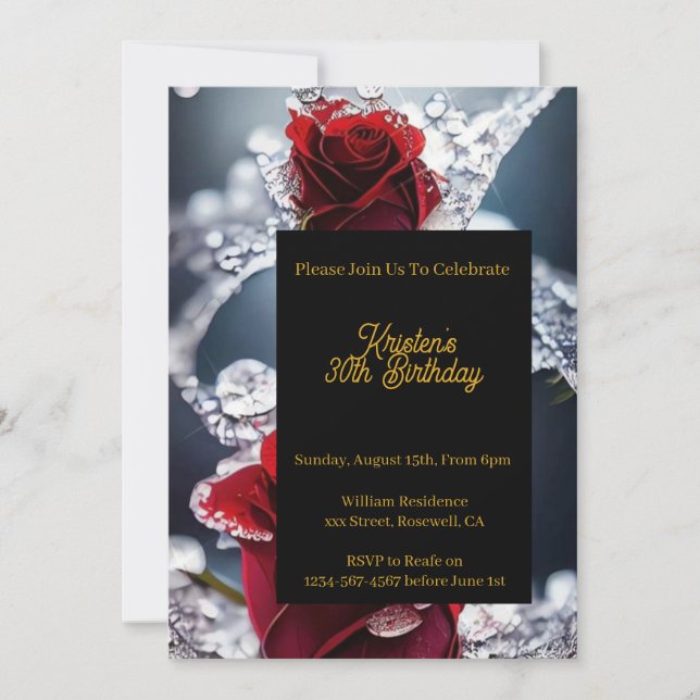 Invitación de cumpleaños con flores (Anverso)