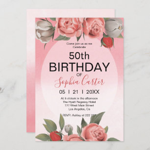Invitación de cumpleaños con flores