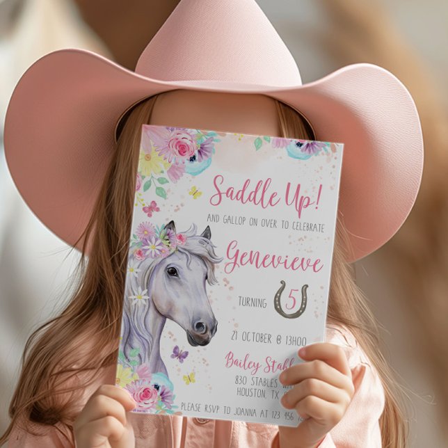 Invitación de cumpleaños con flores de caballo par (Subido por el creador)