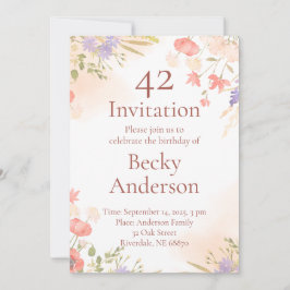 Invitación de cumpleaños con flores de color de ag