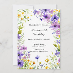 Invitación de cumpleaños con flores de personaliza