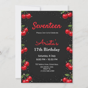 Invitación de cumpleaños con fondo negro y tema de