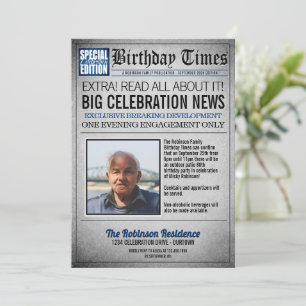 Invitación de Cumpleaños con Formato de Periódico 
