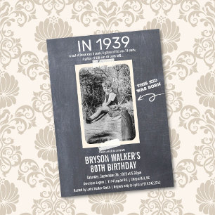 Invitación de cumpleaños con foto antigua para cua