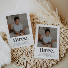 Invitación de cumpleaños con foto cuadrada triple