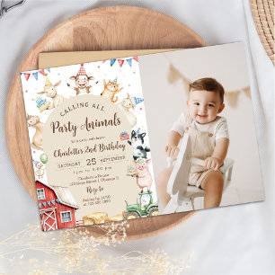 Invitación de cumpleaños con foto de animales de g