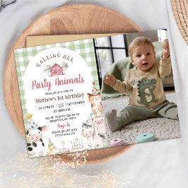 Invitación de cumpleaños con foto de animales de g
