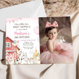 Invitación de cumpleaños con foto de animales de g