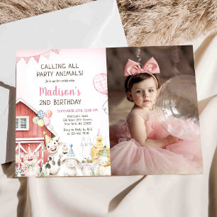 Invitación de cumpleaños con foto de animales de g