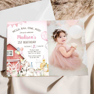 Invitación de cumpleaños con foto de animales de g
