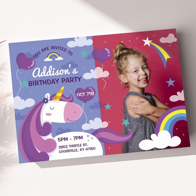 Invitación de cumpleaños con foto de arcoíris de u (Subido por el creador)