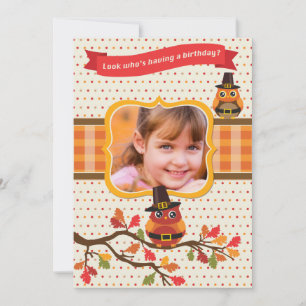 Invitación de cumpleaños con foto de búhos de Acci