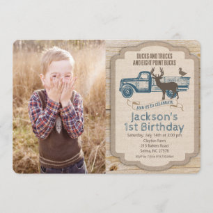 Invitación de cumpleaños con foto de camión de cie