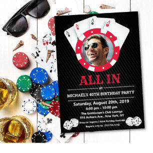 Invitación de cumpleaños con foto de casino de Las