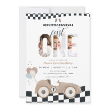 Invitación de cumpleaños con foto de coche de carr
