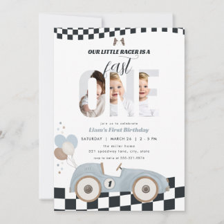 Invitación de cumpleaños con foto de coche de carr