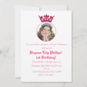 Invitación de Cumpleaños con Foto de Corona Real d
