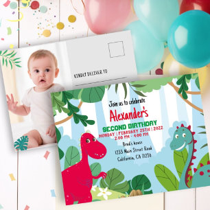 Invitación de Cumpleaños con Foto de Dinosaurio
