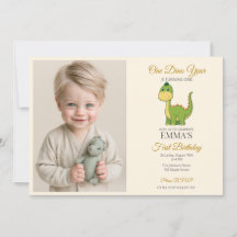 Invitación de cumpleaños con foto de dinosaurio li
