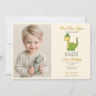 Invitación de cumpleaños con foto de dinosaurio li