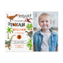 Invitación de Cumpleaños con Foto de Dinosaurio Ru