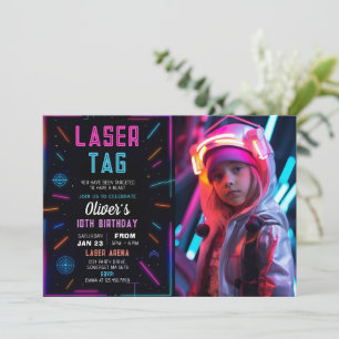 Invitación de cumpleaños con foto de etiqueta láse