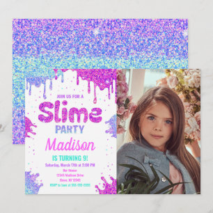 Invitación de cumpleaños con foto de fiesta de sli