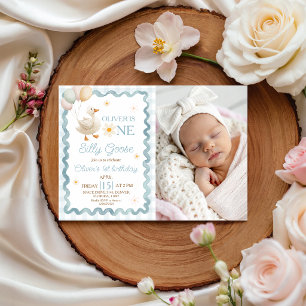 Invitación de cumpleaños con foto de Ganso Tonto a