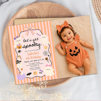Invitación de cumpleaños con foto de Halloween de 
